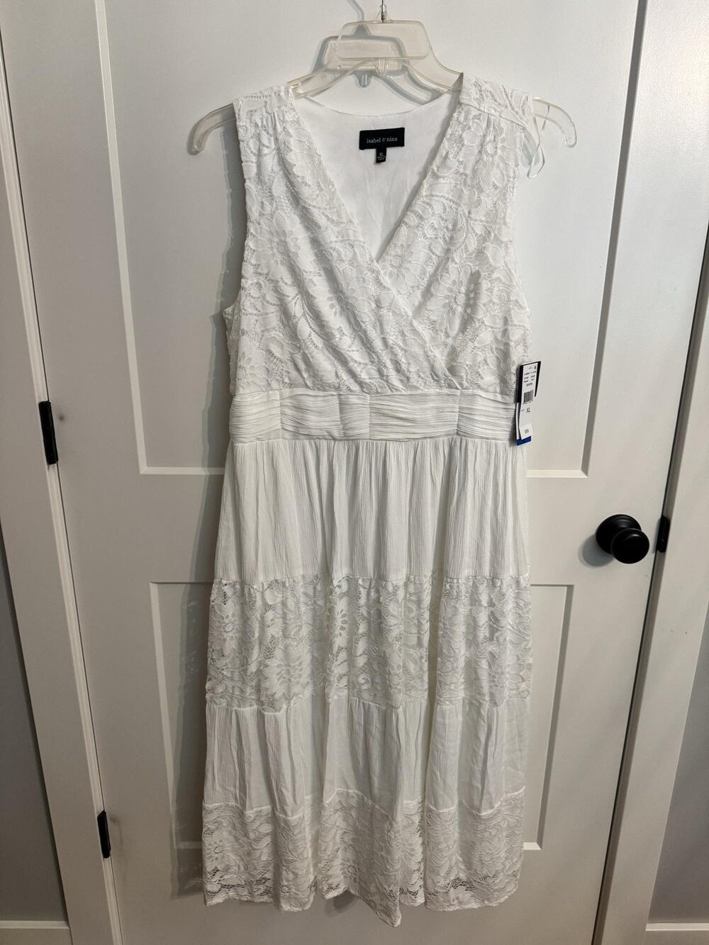 Isabel & Nina Dress XL White Floral Lace Maxi Party Beach Wedding Bachelorette
